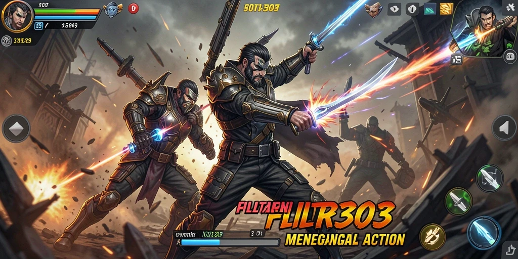 Gameplay intens FILTER303 dengan pertarungan seru penuh aksi.