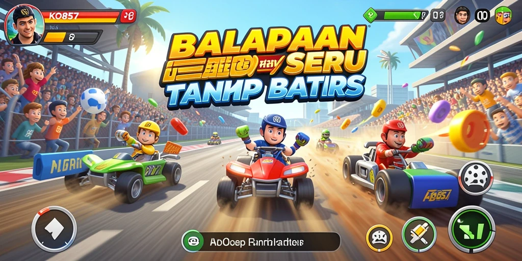 Gameplay KO857 yang menegangkan dengan mobil balap cepat.