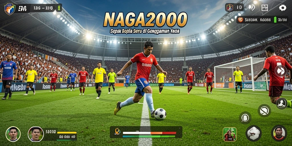 Tampilan gameplay NAGA2000 yang penuh aksi sepak bola.