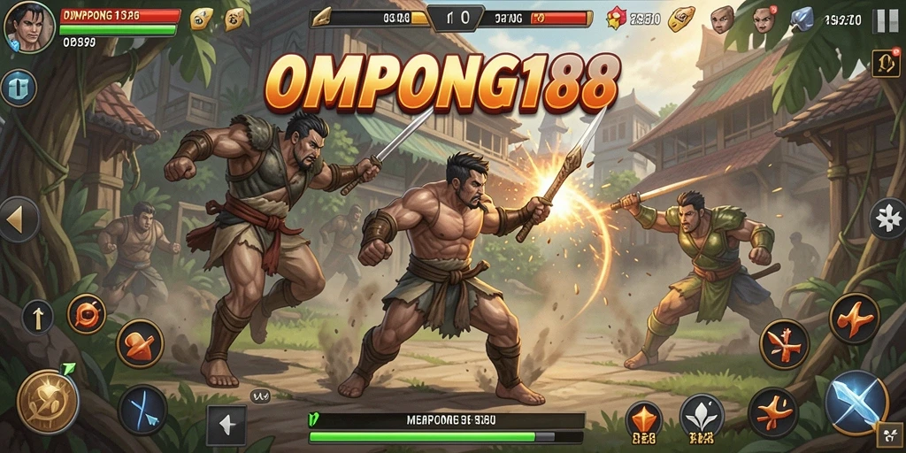 Gameplay OMPONG188 dengan aksi pertarungan yang dinamis.
