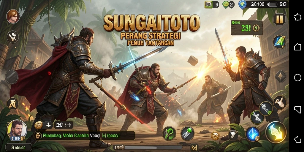 Tangkapan layar SUNGAITOTO menampilkan aksi strategi yang seru dan menantang.